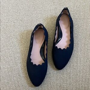 Taryn Rose Dark Blue Scalloped Flats